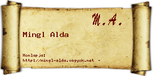 Mingl Alda névjegykártya